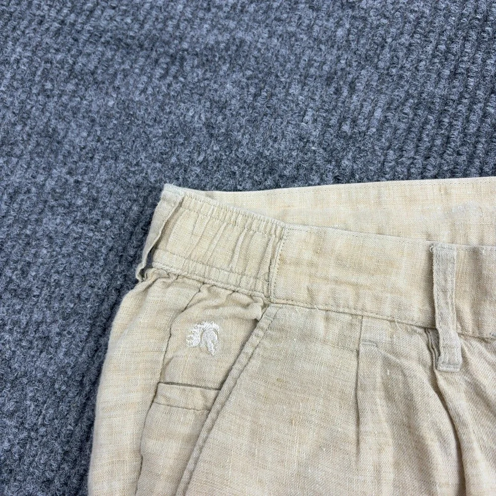 Zulus Festin‎ Pants Mens 37x34 Tan Linen Comfort Fit Flat Front Summer Casual